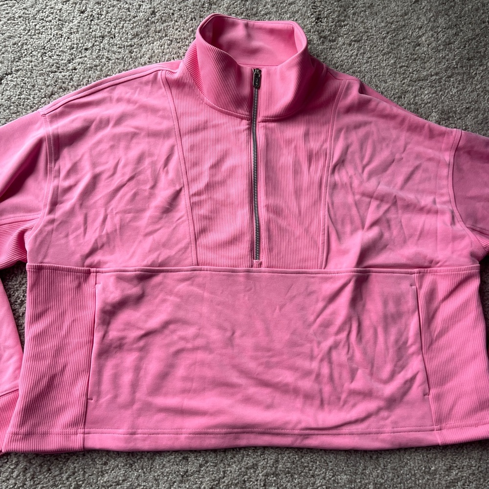 NEW Athleta - Women’s Pink Half-Zip Crop Pullover - XL